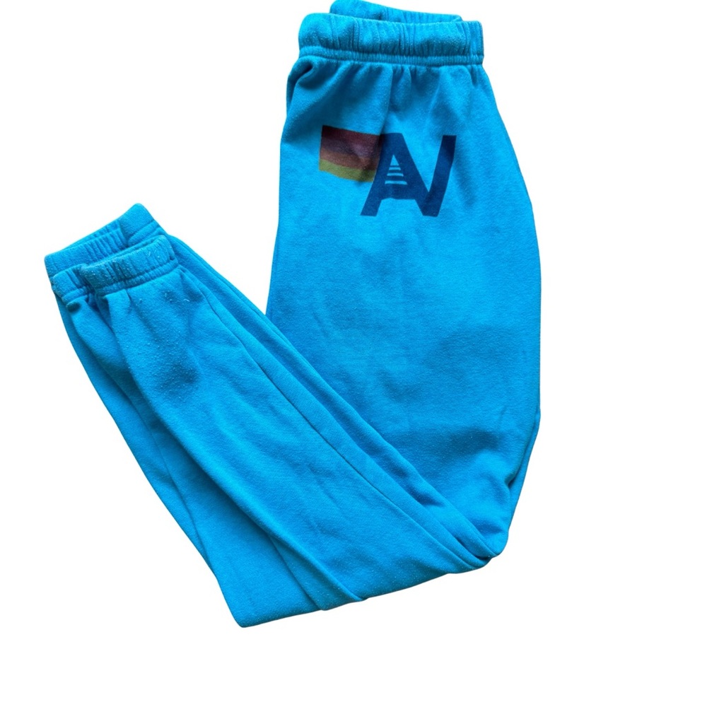Aviator Nation XS Joggers – Rare Sunset Logo, Turquoise Blue